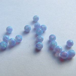 30 pcs 3mm Blue Opal Beads Loose Gemstone Balls for Jewelry and Crafts