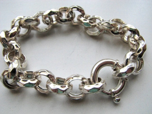 Sterling Silver 12mm Hammered Rolo Bracelet Link Charm - Etsy