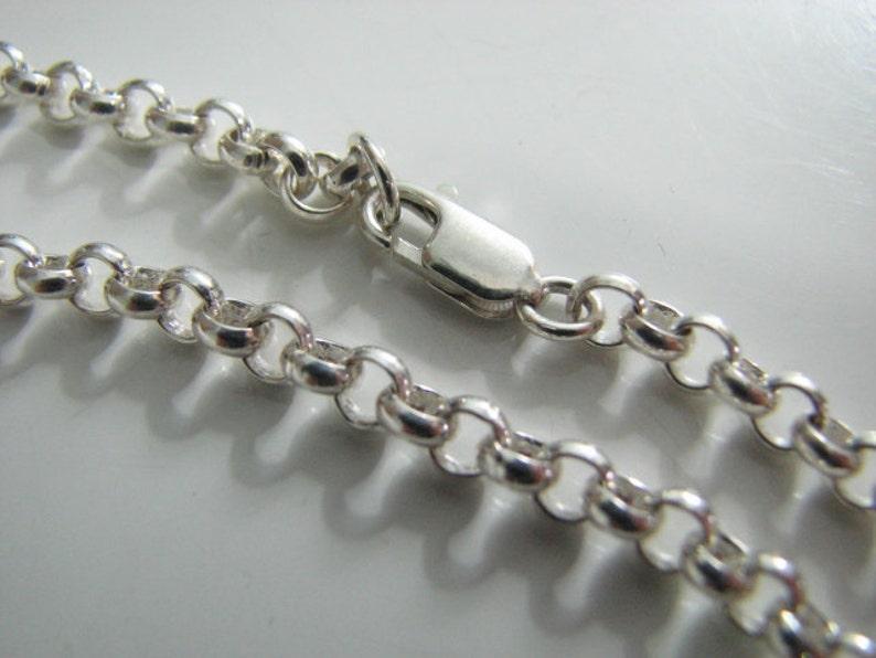 Heavy 6mm Rolo Chain Necklace 24 inch Sterling Silver with Lobster Clasp Solid 925