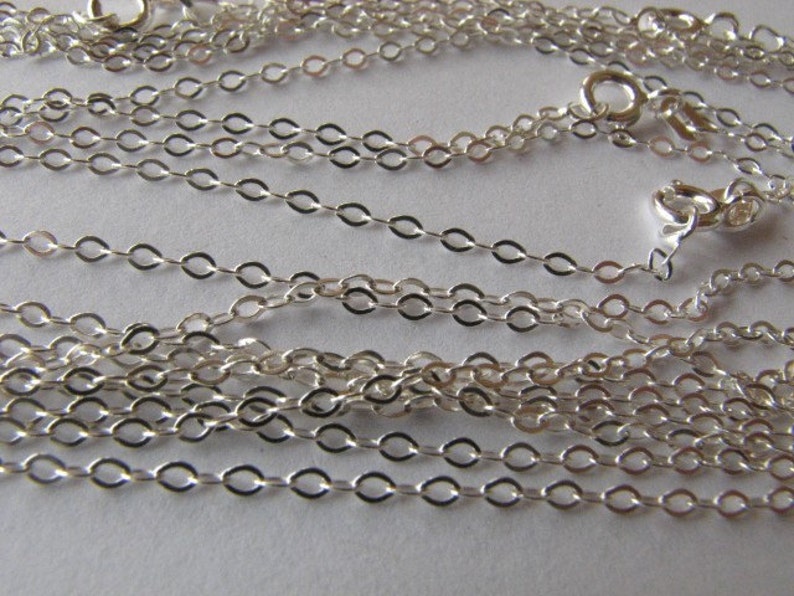 20 Sterling Silver 16.5 inch Flat Cable Link Chain Necklaces Wholesale Chains 925
