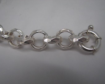 Sterling Silver Chain Extender with Spring Clasp for Large Link Necklaces, 12mm Hammered Rolo Chain