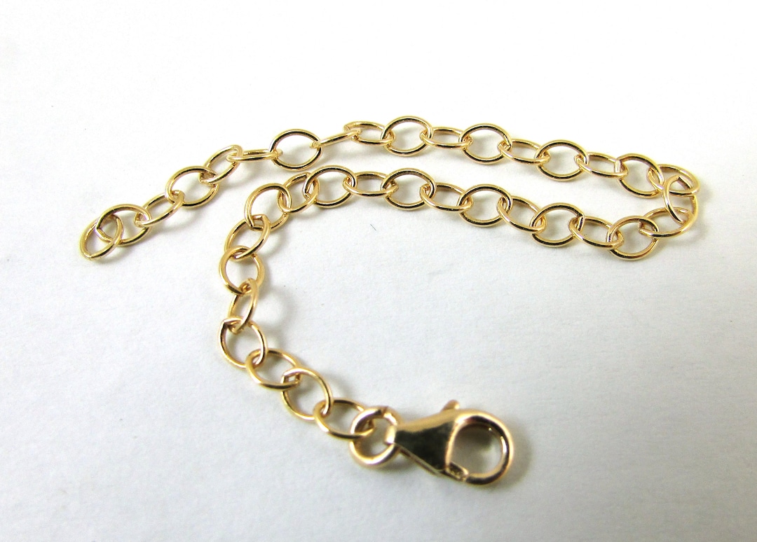 14K Gold Chain Extender With Lobster Clasp, Adjustable Chain Extension