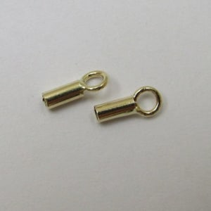 14K Solid Gold Crimp End Cap 1mm hole, for gold chains, chain wire and leather, 14K Real Gold Jewelry Findings, Wholesale Supplies
