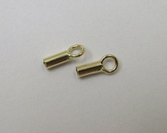 14K Solid Gold Crimp End Cap 1.5mm hole, for gold chains, chain wire and leather, 14K Real Gold Jewelry Findings, Wholesale Supplies