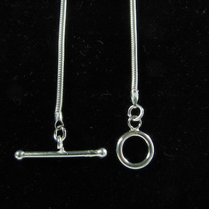 3mm Sterling Silver Snake Chain with Toggle Clasp, 18 inch Necklace
