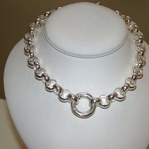 Stunning 16 inch Rolo Choker Necklace 8mm wide, Sterling Silver