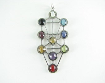 Tree of Life Pendant with Genuine Gemstones Sterling Silver Charm