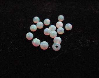 20 pcs 4mm White Opal Beads, Loose Opal Gemstones Balls for Jewelry Making and Crafts, 1mm Filly Drilled Hole