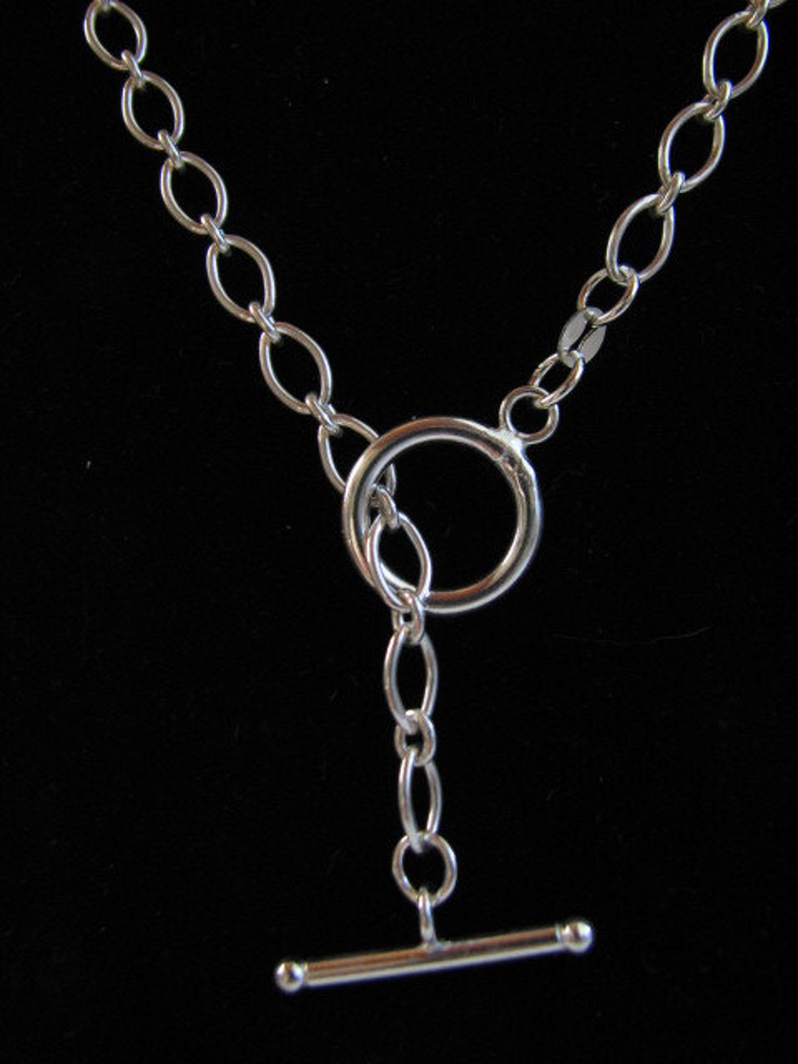16 Inch Choker Chain Necklace With Toggle Clasp Sterling Etsy