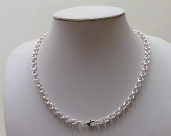 5mm Double Rolo Chain Necklace 17 inch Sterling Silver with Secure Lobster Clasp Solid 925