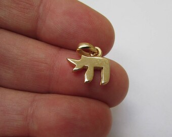 Charm Chai en or 14 carats, pendentif Chai en or, breloque hébreu symbole juif de la vie unisexe élégant