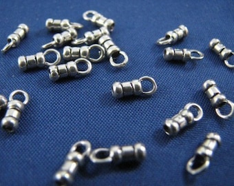 24 pieces 0.6mm Sterling Silver Special Crimp End Caps for Chains ,Leather and Cords, Jewelry Making Supplies