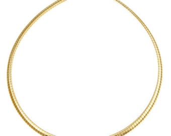 16 inch Gold Fill Omega Chain Necklace 1mm Round with Lobster Clasp