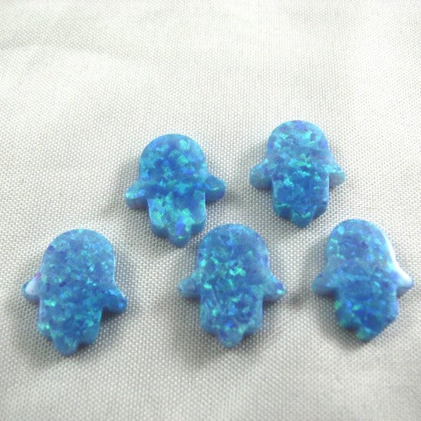 Wholesale Opal Hamsa, 10 pcs Blue Opal Hamsa Pendants Fatima Charms, Original Opal Hand Charm for Jewelry Making