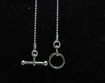 Sterling Silver 25 inch Diamond Cut Ball Chain Necklace with Toggle Clasp, 1.2mm Faceted Beads