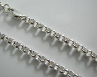 4mm Rolo Chain 24 inch Necklace Sterling Silver with Lobster Clasp