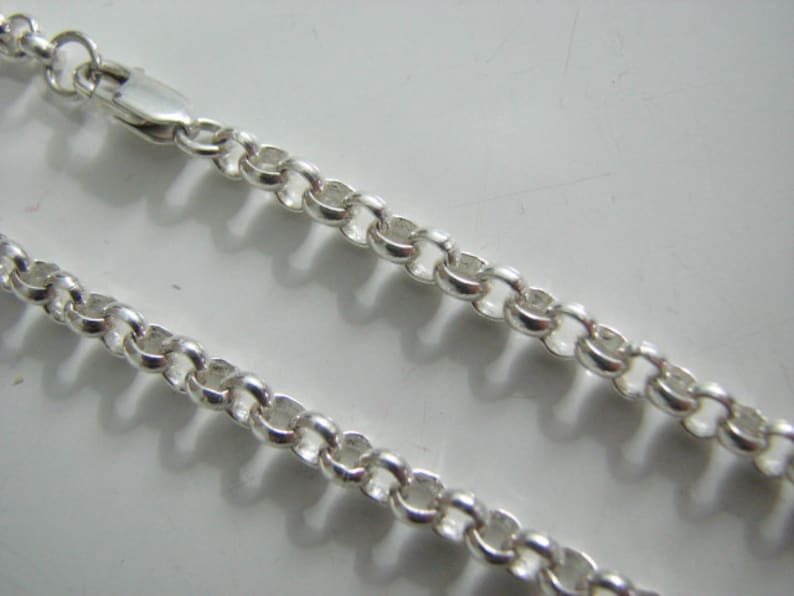 Heavy 6mm Rolo Chain Necklace 24 inch Sterling Silver with Lobster Clasp Solid 925