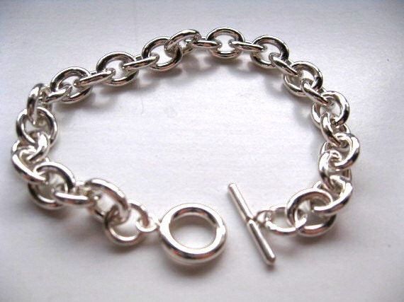 Chunky Sterling Silver Puffy Heart Charm Bracelet - Reveka Rose