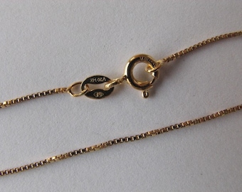 14K Gold Box Chain 18 inch Gold filled Box Necklace 1mm thick with Spring Clasp, Highest Quality