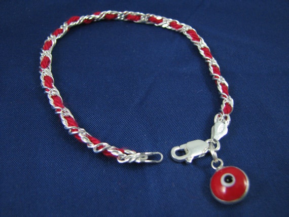 Original Kabbalah Red String Bracelet with Evil Eye Sterling Silver