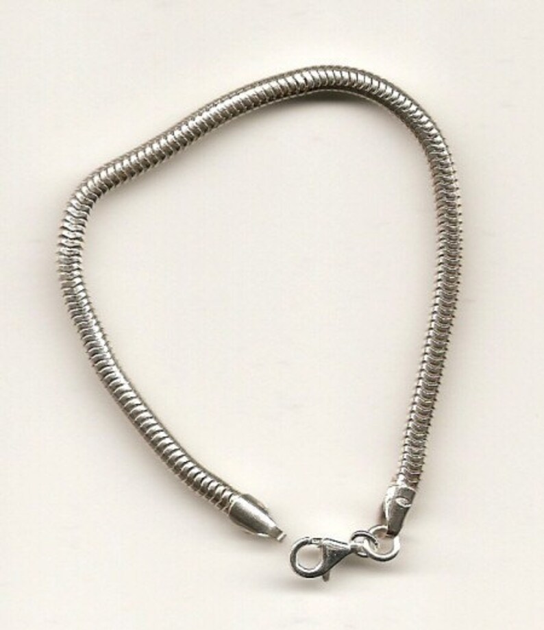 Silver Ankle Bracelet Solid 925 Suitable for European Charm Beads Sterling Silver 3mm Snake Chain Anklet