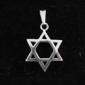 Classic Star of David Pendant, Sterling Silver 925, 1 inch length, Unisex