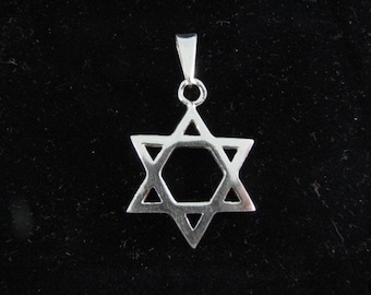 Classic Star of David Pendant, Sterling Silver 925, 1 inch length, Unisex