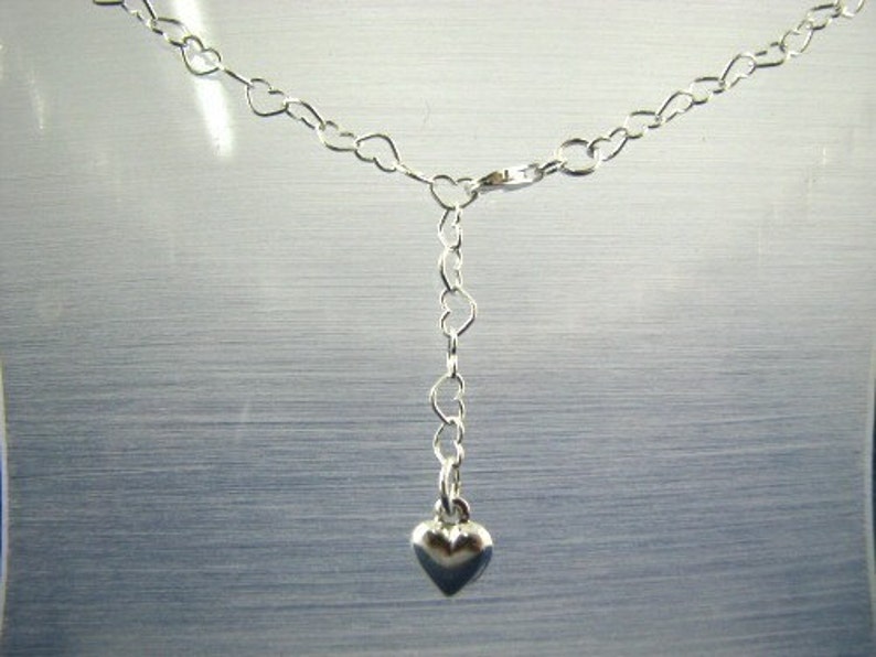 Sterling Silver Heart Link Belly Chain with Heart Charm 42 inch image 1