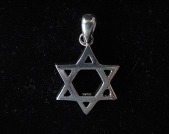 Men's Heavy Star of David Charm Pendant Sterling Silver 925