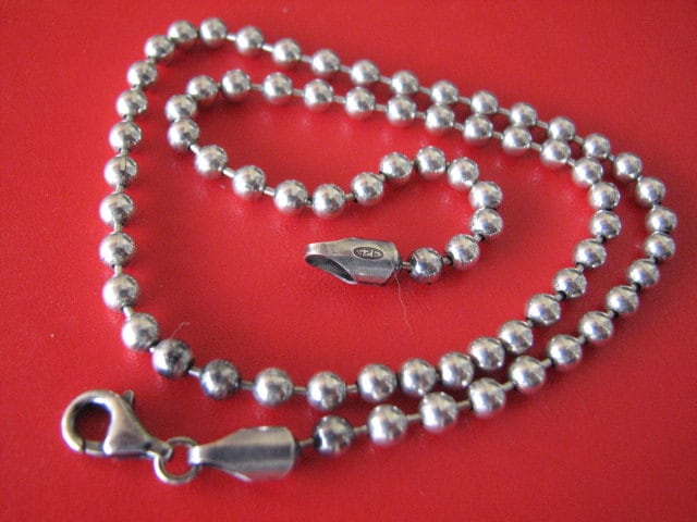 AMAZING STERLING SILVER 925 9 MM BALL BEAD 28 INCH NECKLACE 51 GRAMS