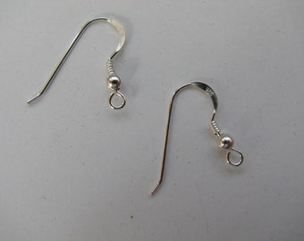 12 pcs French Hook Ear Wire Sterling Silver with Ball and Coil