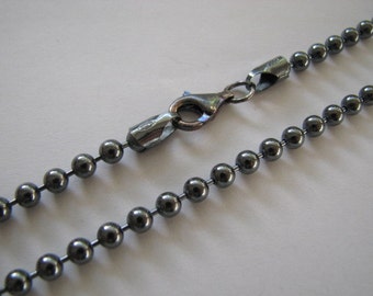 20 inch Extreme Oxidized Ball Chain Necklace, 4mm Beads, 925 Sterling Silver with Lobster Clasp Unique Antique Look
