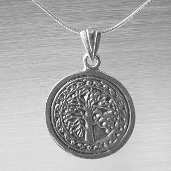 Tree of Life Necklace Sterling Silver Charm Medallion and Chain, Solid 925, Authentic Tree of Life
