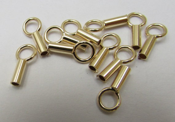 1mm Gold Crimp End Caps for Chains, Jewelry Wires and Leather, WHOLESALE  LOT Gold Plated Over Sterling Silver End Caps for Jewelry Making 