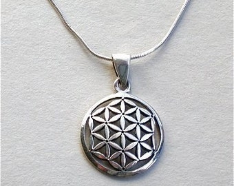 Sterling Silver Sacred Flower of Life Charm Necklace