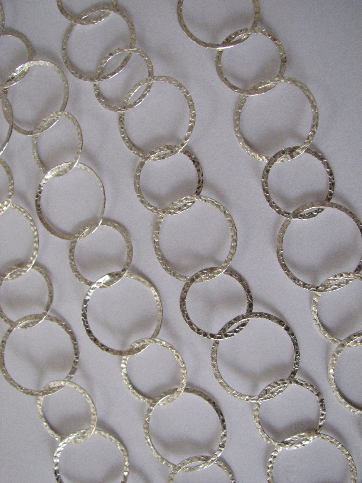 40 Inch Hammered Multi Circle Link Chain Necklace Sterling Silver, 25mm ...