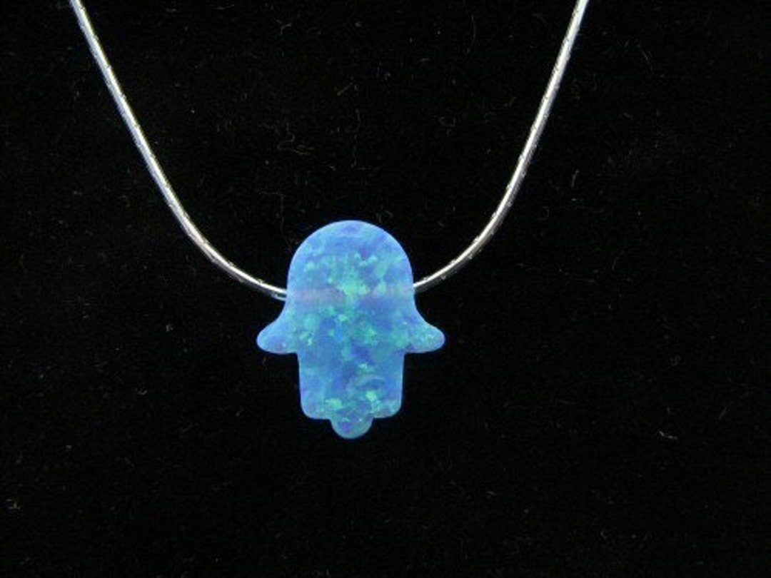 Authentic Opal Hamsa Necklace Sterling Silver Chain With Dangling Opal Hamsa Charm Etsy