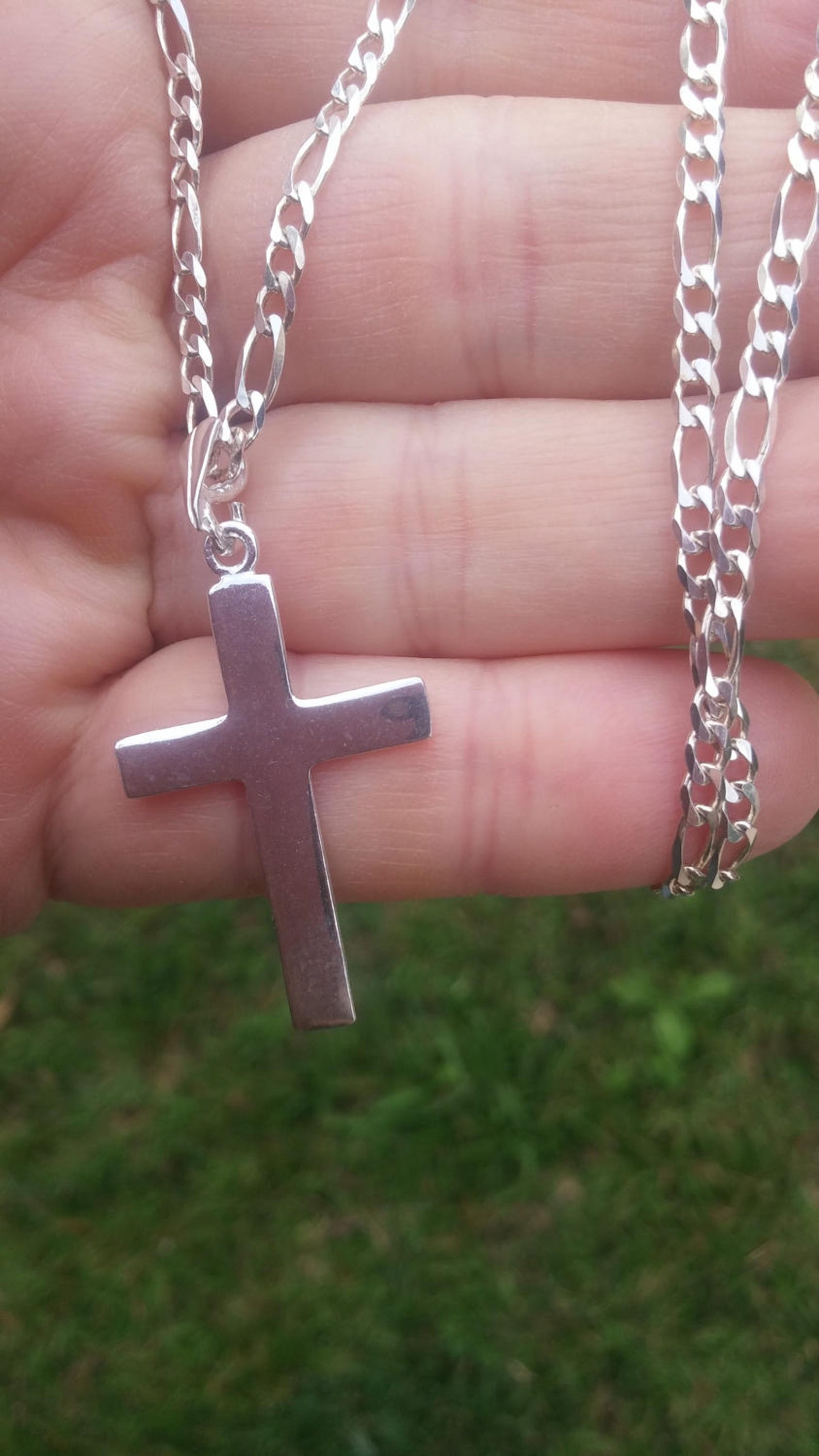 Large Cross Necklace 925 Sterling Silver Classic Cross Etsy
