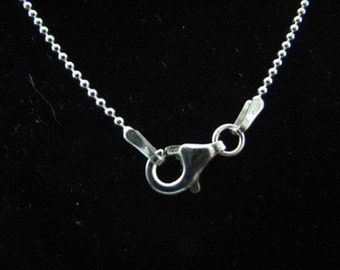 15 inch Ball Chain, Sterling Silver 1.2mm Diamond Cut Bead Chain Necklace with Lobster Clasp