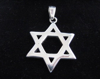 Impressive Large Star of David Charm Pendant, Solid Sterling Silver 925, 1 1/2 inch, Thick and Heavy Piece of Jewelry