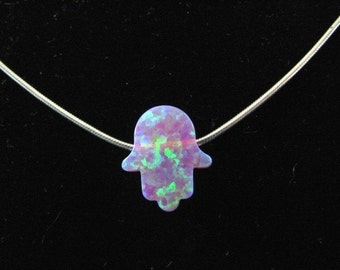 Authentic Pink Opal Hamsa Charm on  Sterling Silver Necklace
