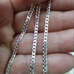 4mm Curb Necklace 18 inch Chain with Secure Lobster Clasp, Solid 925 Sterling Silver, Curb Choker Chain, Thick Curb Chain Necklace