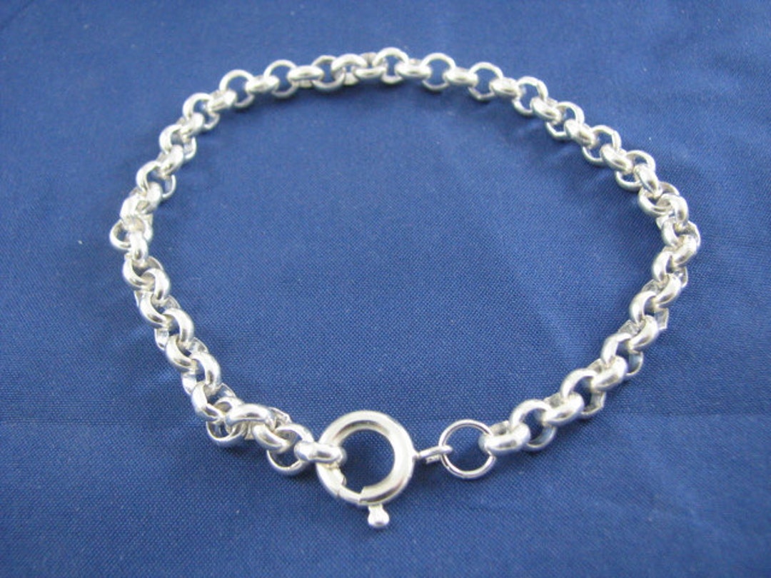 Sterling Silver 6mm Rolo Chain Charm Bracelet Etsy