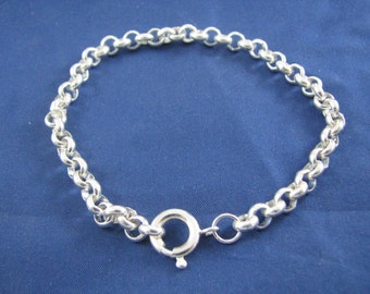 Sterling Silver 6mm Rolo Chain Charm Bracelet