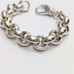 Dikke 14 mm Rolo Link-bedelarmband met karabijnsluiting Glanzend gladde zware gewaagde ketting massief 925 sterlingzilver