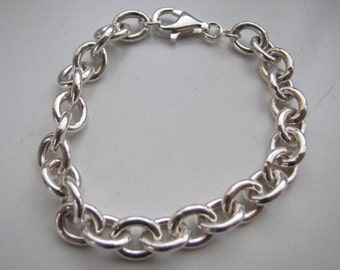 Sterling Silver Oval Link Ankle Bracelet, Anklet all sizes, 925 sterling