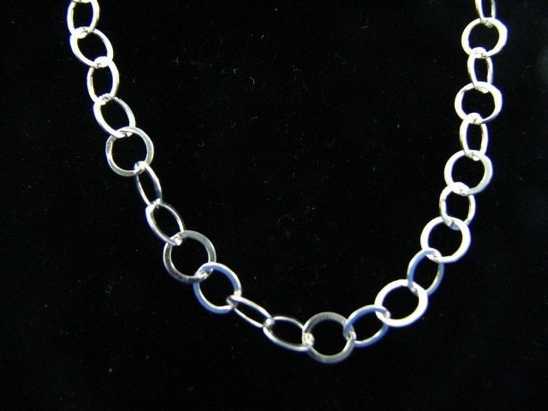 6mm Flat Cable Chain Necklace 30 inch with Lobster Clasp Sterling Silver image 1