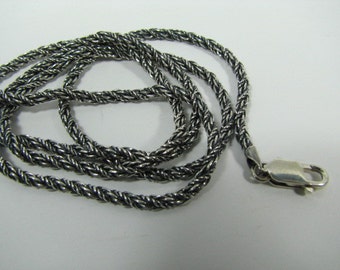 Really Nice 30 inch Sterling Silver Antique Oxidized 3mm Foxtail Chain Necklace with Lobster Clasp