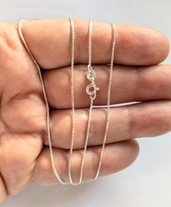 Sterling Silver Box Chain 26 inch, 1mm Necklace