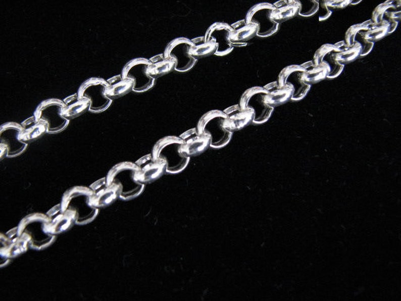 5 feet Sterling Silver 3.8mm Rolo Chain Bulk on Spool Solid 925 by the foot, Rollo Belcher Bulk Chain image 1